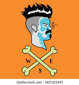 Vector Illustration of a character witch crossed bones
