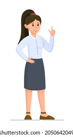Vector illustration of a character woman. Person in full size.