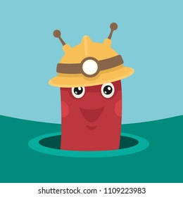 Vector Illustration Character Worm Digger
