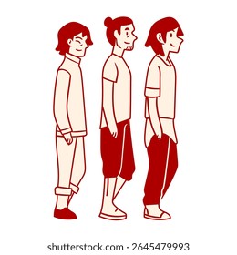 vector illustration of characters with friends
