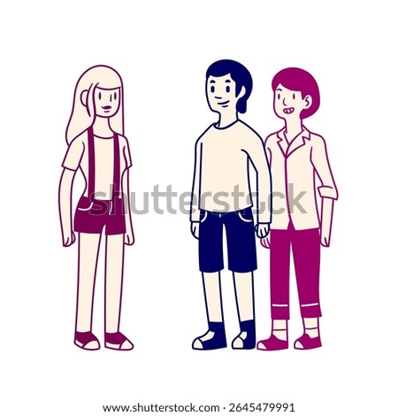 vector illustration of characters with friends