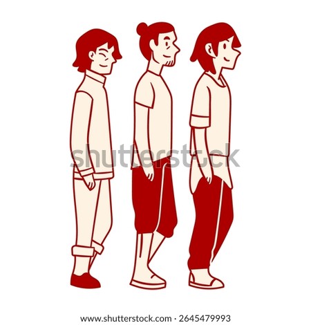 vector illustration of characters with friends