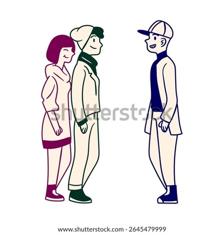 vector illustration of characters with friends