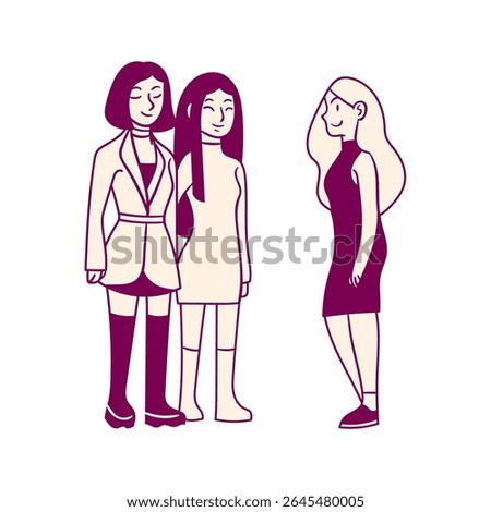 vector illustration of characters with friends