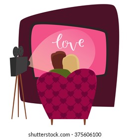 Vector illustration of characters lovers on Valentines day. Illustration of cute and stylish young people for card, design a party