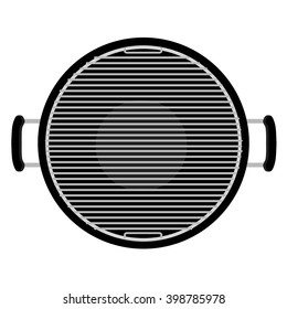 Vector Illustration Charcoal Barbecue Grill Top View. Empty Bbq 