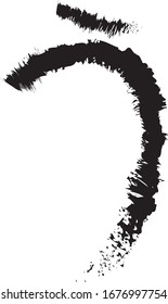 Vector illustration with charcoal stroke of Japanese alphabet "U"