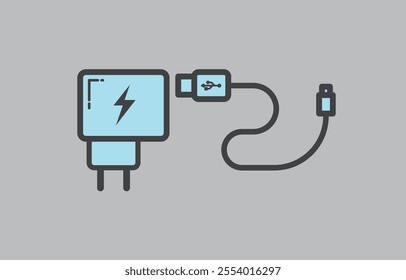 Vector illustration of charger adapter icon. Suitable for any project, infographic, web icon, etc.