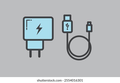 Vector illustration of charger adapter icon. Suitable for any project, infographic, web icon, etc.