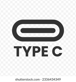Vector illustration of charger type C icon in dark color and transparent background(PNG).