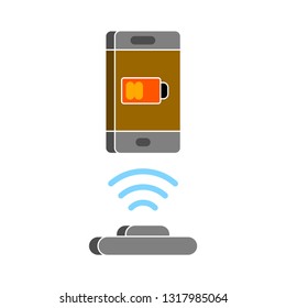 Vector illustration of charging battery. wireless charger concept
