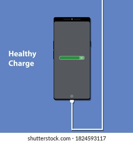 Vector illustration of charging the smartphone's energy from a wall