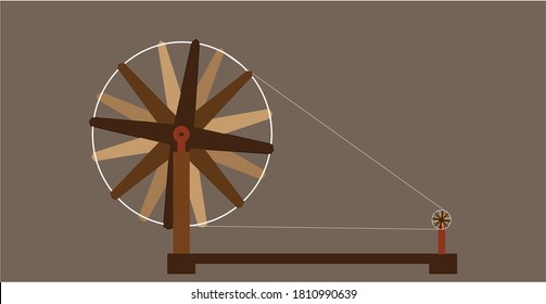 Ilustración vectorial de charkha en el cumpleaños de Gandhi.