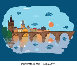 Vector illustration: the Charles Bridge, Prague