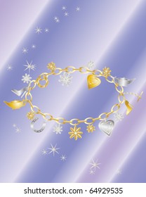 Vector Illustration Of A Charm Bracelet With Gold And Silver Charms In Eps10 Format