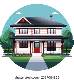 Vector Illustration of a Charming House and Lot