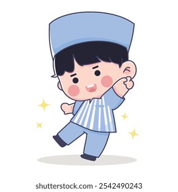 Vector Illustration Of Charming Muslim Boy Character. Cartoon vector illustration isolated with adorable pose
