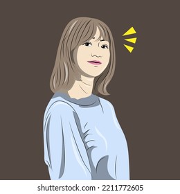 vector illustration of charming short hair beautiful girl