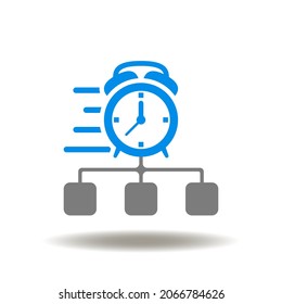 Vector illustration of chart with alarm clock speed moving. Symbol of agile methodology. Icon of scrum software development scheme.