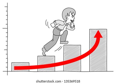 vector illustration of a chart with businessman