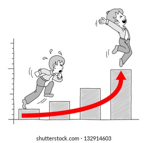 vector illustration of a chart with businessmen