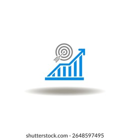 Ilustração vetorial do crescimento e do objetivo do gráfico. Símbolo de KPI.