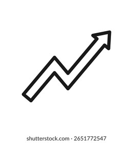 Vector illustration of a Up Chart in line style isolated in white background. Modern and minimalist chart illustration