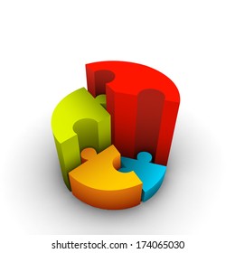 Vector illustration of chart made of puzzle. 