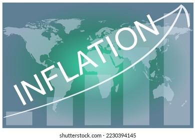 Ilustración y gráfico de vectores que muestran el aumento de la inflación en todo el mundo, la caída del poder adquisitivo, la pobreza y la crisis financiera