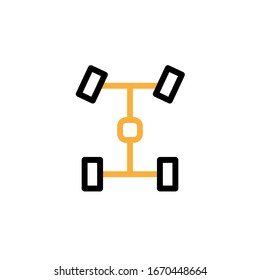 Vector illustration, chassis icon. Line and two colour design template