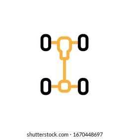 Icono del chasis, ilustración del vector. Plantilla de diseño de línea y dos colores