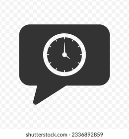 Vector illustration of chat timer icon in dark color and transparent background(PNG).