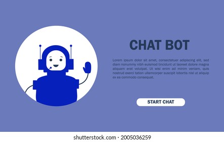 Vector illustration of chatbot. Virtual bot of a website or mobile applications. Online support service bot. 