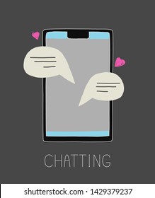 Vector illustration of chatting. Chat messages notification on a smartphone. Sms on a mobile phone screen. Texting and flirting with somebody.