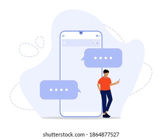 Vector Illustration, Chatting Concept, 
Showing Dating app and virtual relationship. Chat bubble, Chatting with friends and sending new messages, Suitable for landing page, UI, web, App intro card, e