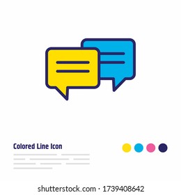 Ilustración vectorial de la línea coloreada de iconos de charla. Un bello elemento de entretenimiento también se puede usar como elemento de icono de conversación.