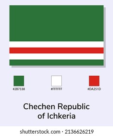 Vector Illustration of Chechen Republic of Ichkeria flag isolated on light blue background. As close as possible to the original. ready to use, easy to edit. 
