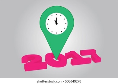 Vector illustration : Check in at 2017 new year.