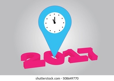 Vector illustration : Check in at 2017 new year.