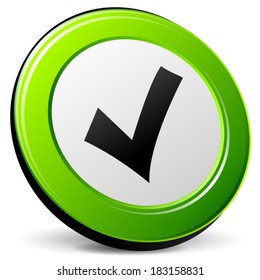 Vector illustration of check 3d icon on white background