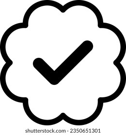 Vector illustration of a check badge line icon.
