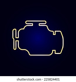 Vector illustration of check engine sign on dark blue background 