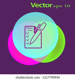 Vector illustration of check list. Check list clipboard and pen