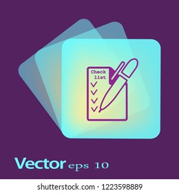 Vektorgrafik der Checkliste. Liste der Zwischenablage und Stifte überprüfen