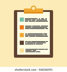 Vector illustration of check list. Check list clipboard and pen