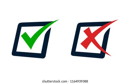Vector illustration of check mark and cross mask. Suitable for do and don't symbol for tips and guidance. Allowance and prohibition mark icon.