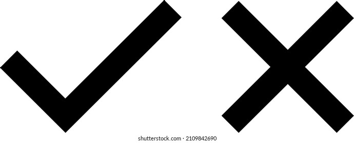 Vektorgrafik von Prüfzeichen und Kreuzsymbolen in schwarzer Farbe