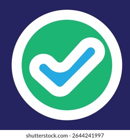 vector illustration of a check mark icon with a gray background, then there is a blue circular background, and a blue check mark icon.
