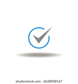 Vector illustration of check mark, tick, ok. Symbol of approved. Icon of standard quality.