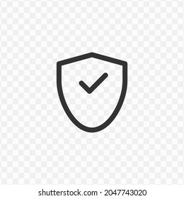Vector illustration of check shield icon in dark color and transparent background(png).